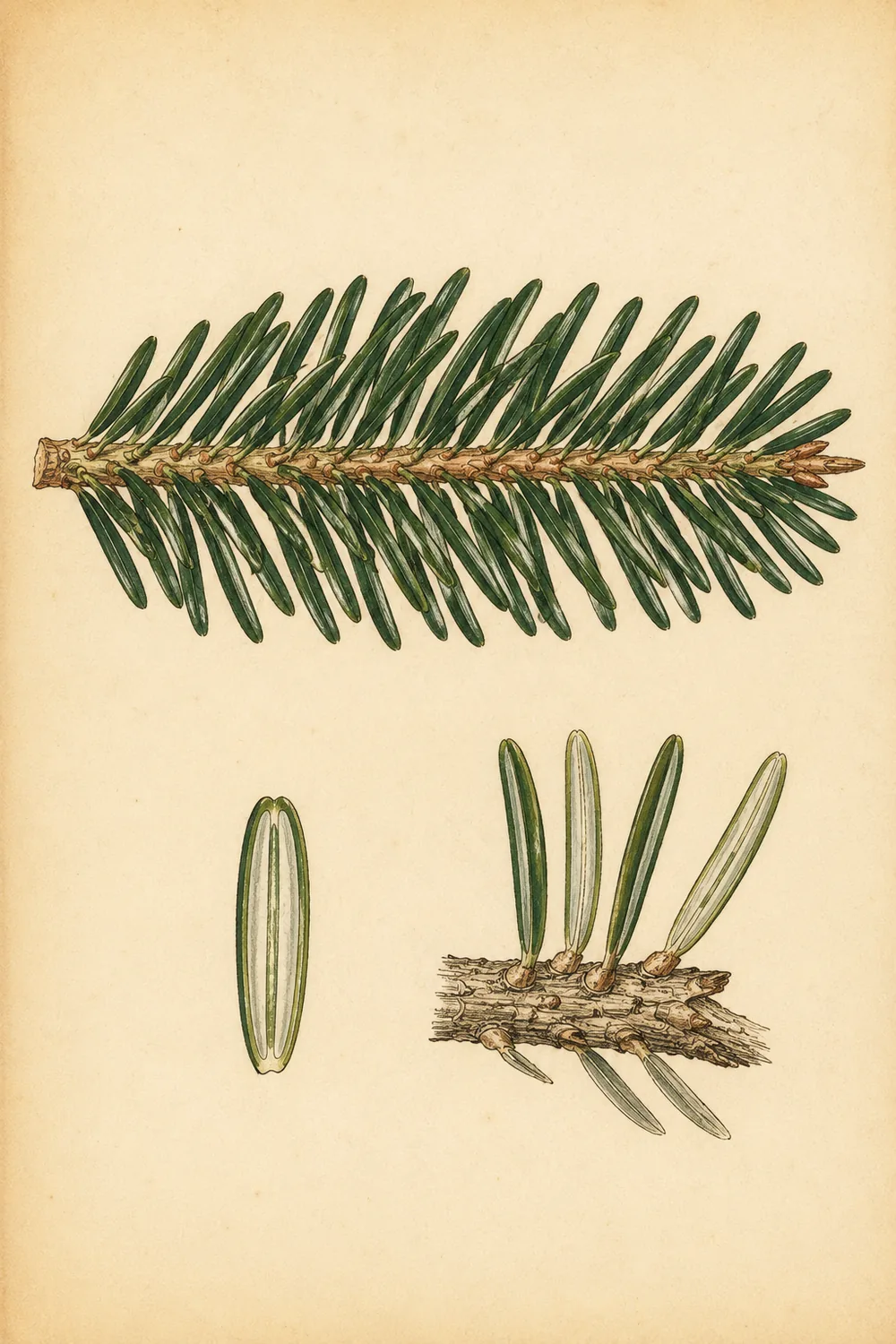 Botanische Tafel: Nordmanntannenzweig