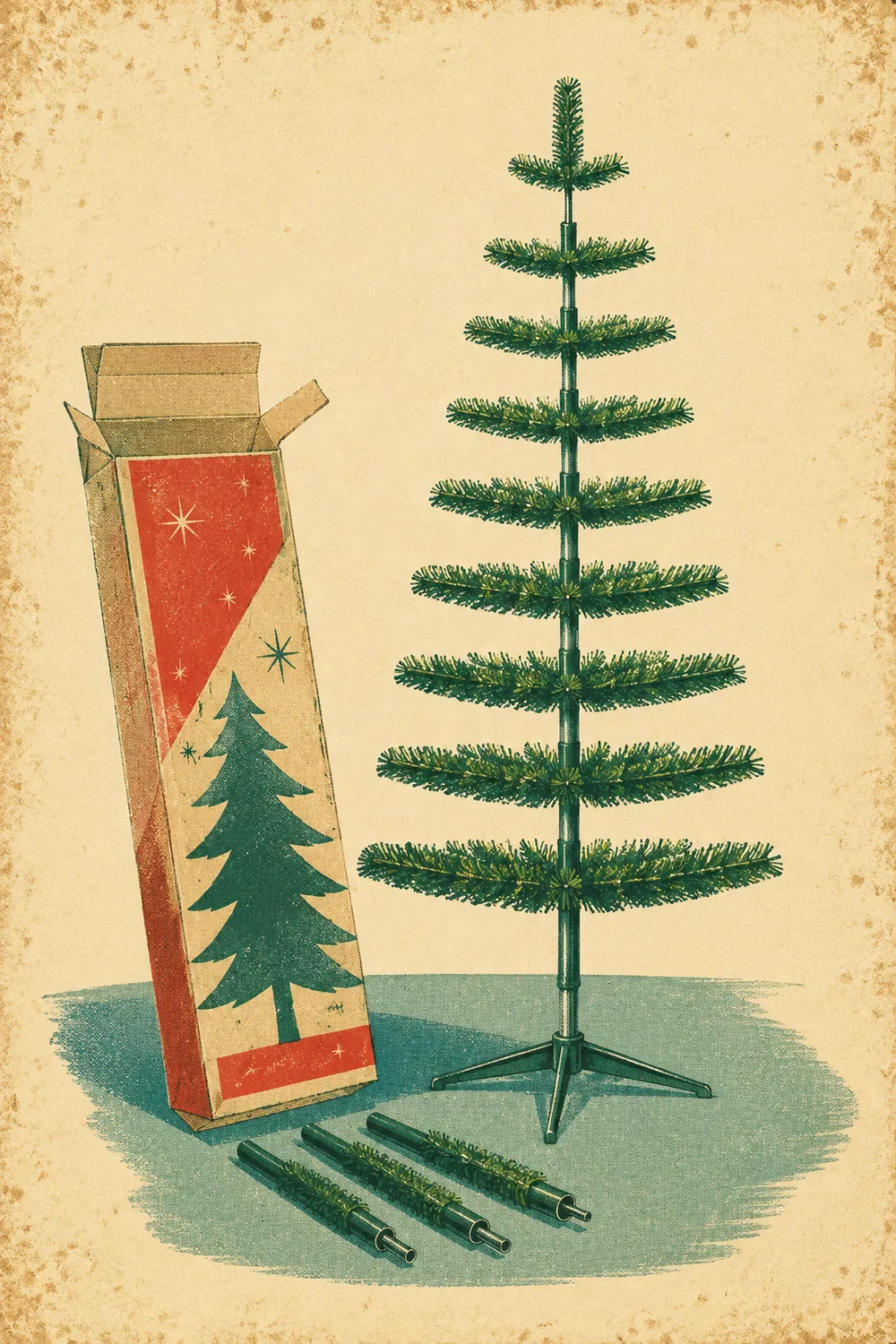 Werbeplakat 1955: der Baum aus der Schachtel
