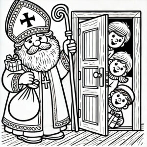 Ausmalbild Nikolaus, Motiv 4