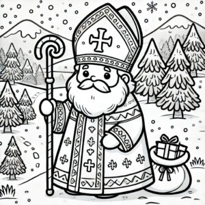Ausmalbild Nikolaus, Motiv 6