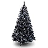 Schwarze künstliche Weihnachtskiefer Premium Premium Fichte Klapp Auto-Spread Metallständer Dekorierte Bäume Weihnachtsbaum Weihnachtsdekoration-c 6Ft (180cm)