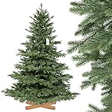 FairyTrees künstlicher Weihnachtsbaum ALPENTANNE Premium, Material Mix aus Spritzguss & PVC, Ständer aus Holz, 180cm, FT17-180