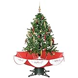 HOMCOM Künstlicher Weihnachtsbaum Simulation Schneefall Durchmesser 95 x 140 cm Dekoration und LED Lichterkette Warmweiß inkl. Musik Effekt Grün