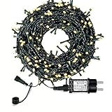 Lichterkette Weihnachtsbaum, LED Lichterkette mit 300 LED in warm weiß, 8 Leuchtmodi Dimmbar, EU Stecker, IP44 Wasserdicht, Lichterkette für Party, Feier, Hochzeit, Weihnachtsschmuck, Innen und Außen