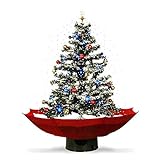 Monsterzeug Schneiender LED Weihnachtsbaum, künstlicher Deko Christbaum der schneit mit Weihnachtsliedern und Schneefall, Weihnachtsdeko Tannenbaum mit Schnee und Beleuchtung zu Weihnachten