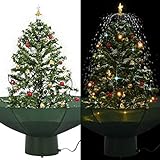 vidaXL Schneiender Weihnachtsbaum mit Schirmfuß Schneefall Kugeln LED-Lampen Tannenbaum Christbaum Kunstbaum Dekobaum Schnee Grün 75cm