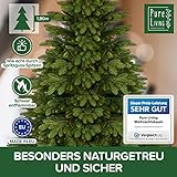 Premium Weihnachtsbaum künstlich 180cm TESTSIEGER - Naturgetreue Spritzguss Elemente, Made in EU - Künstlicher Weihnachtsbaum mit Holzständer und Aufbewahrungstasche –Tannenbaum künstlich Pure Living
